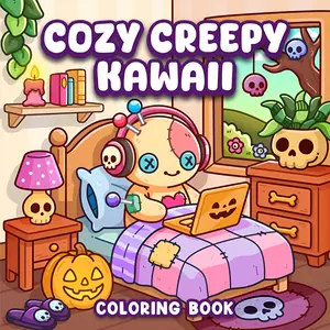 【NEW RELEASED】Cozy Creepy Kawaii Coloring Book: Cute and Spooky Pastel Goth Simple Coloring Pages for Adults and Teens