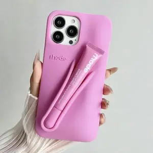 Premium Rhode Silicone Case with Lip Gloss Holder Slot, Anti-Slip Shockproof Protection for iPhone 11 12 13 14 15 16 17 Pro Max – Everyday Beauty Convenience