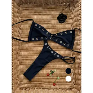 2026 New Spring Summer Bikini Two-Piece Swimsuit for Women, Style Sexy Backless Triangle Tight Fit Swimwear, Triangle Bikini Set