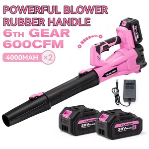 Cordless Leaf Blower 20V Max, 600CFM Powerful Airflow, 6-Speed Adjustable, 4000mAh Batteries, Lightweight Electric Blower with Rubber Handle, for Lawn Care, Yard Cleaning, Leaves, Dust, Garden Tools
