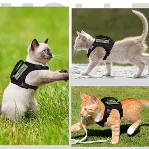 Tactical Cat Harness Vest, Adjustable Safety Harness, Adjustable Anti-Escape Leash, Small Dog Backpack, Hook and Loop Panel, Perfect for Walking and Hiking