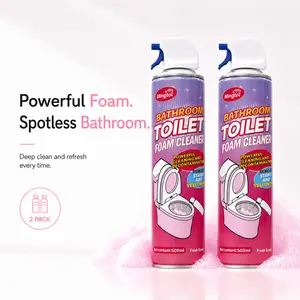 Mingtol 2 Pack Foam Toilet Cleaner - For Hard Water Stains & Yellowing, Powerful Clinging Foam, Cleans Under Rim, Easy Rinse, Fresh Peach Scent, 500ml Each