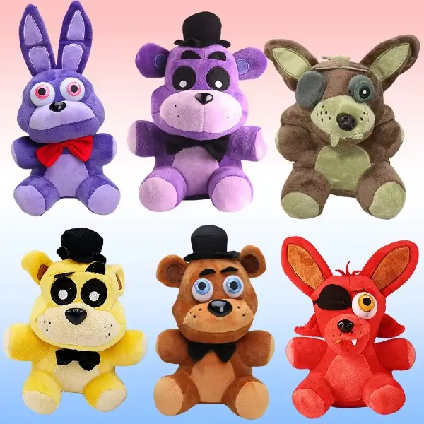 High Quality FNAF Handmade Stuffed Plush Toys - Freddy, Bonnie Cartoon Dolls, PP Cotton Collectibles for Children Fans, Birthday Gifts, True-to-Picture Design