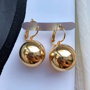 1 Pair Vintage Boho Copper Ball Drop Earrings, Dangle Jewelry for Women, Ideal for Daily Wear & Gift-Giving, All-Season Accessory