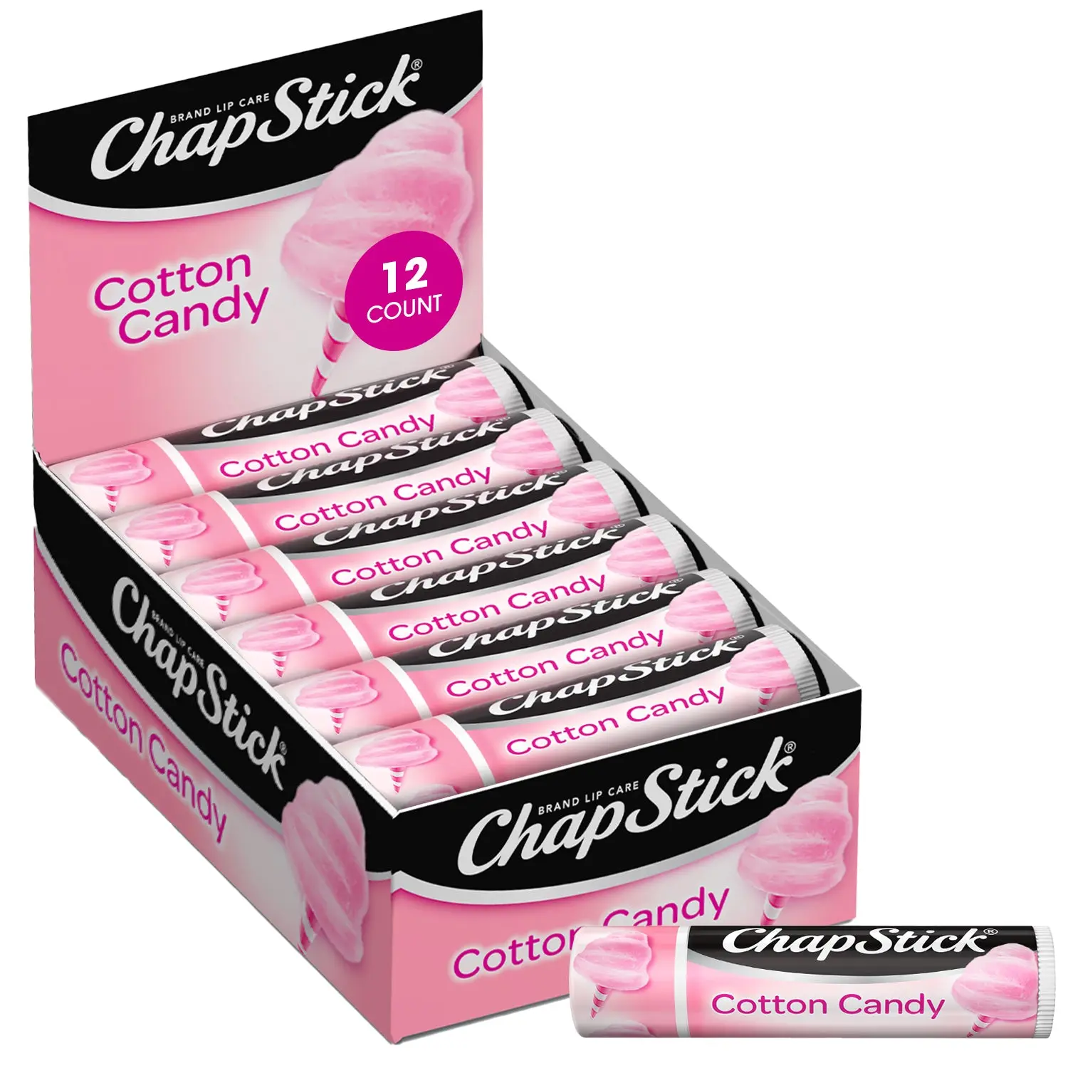 ChapStick Cotton Candy Lip Balm (12 Sticks), Stocking Stuffer