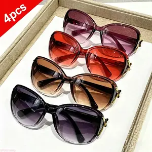 Tortoise Shell Round Eyeglasses for Women, 4 Pack Y2K Oversized Style, Lightweight Ac Tinted Lenses Suitable for Driving Travel And Daily Matching fathersdaygiftideas