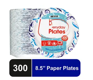Everyday Disposable Paper Plates 8.5" 300 Count for Food and Beverage Use