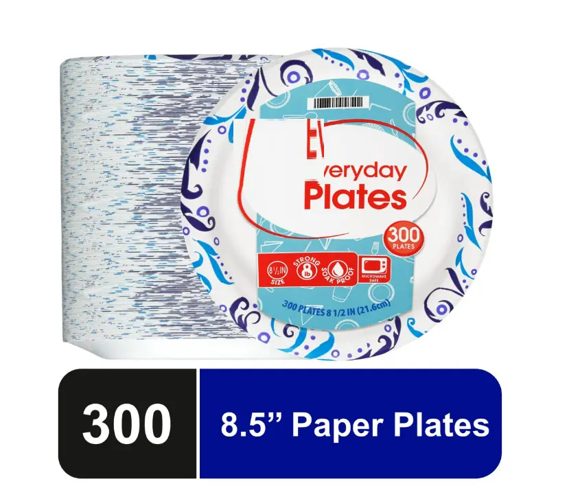 Everyday Disposable Paper Plates 8.5" 300 Count for Food and Beverage Use Everyday Disposable Paper Plates 8.5" 300 Count for Food and Beverage Use