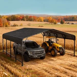 MNLR 20x20 FT Heavy-Duty Galvanized Steel Carport, Outdoor Open-Sided Metal Roof Car Shelter with Pre-Drilled Holes for Cars, Trucks outdoorfun
