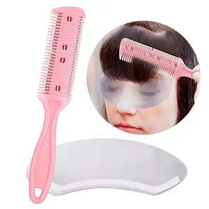 Sharp Hair Cutter Comb, 1 Count Hair Razor Comb & 10pcs Disposable Face Hairspray Shield, Transparent Hair Salon Mask, Hair Cutting Tool for Home, Haircutting Kit, Hair Styling Tools, Comb Teeth, Hair Cutting Accessories