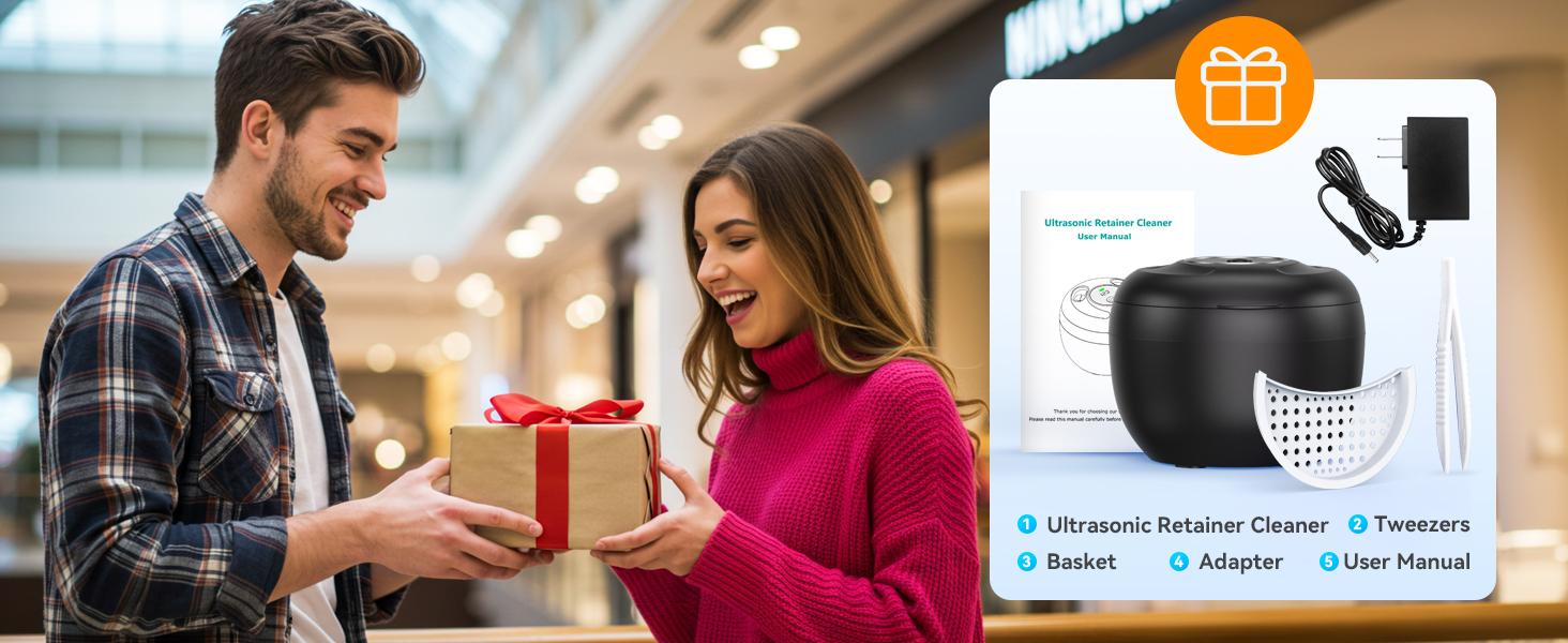 Dental Ultrasonic Retainer Cleaner Machine - 45kHz Dental Cleaning Pod with 4 Modes, Digital Timer & 200ML Capacity for Toothbrush Head & Jewelry,Denture, Mouth Guard, Aligner, Night Guard, Braces