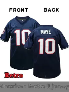 Men's #10 Embroidered Retro American Football Jersey, New England Classic MAYE jersey, Fan Favorite Sports Clothing