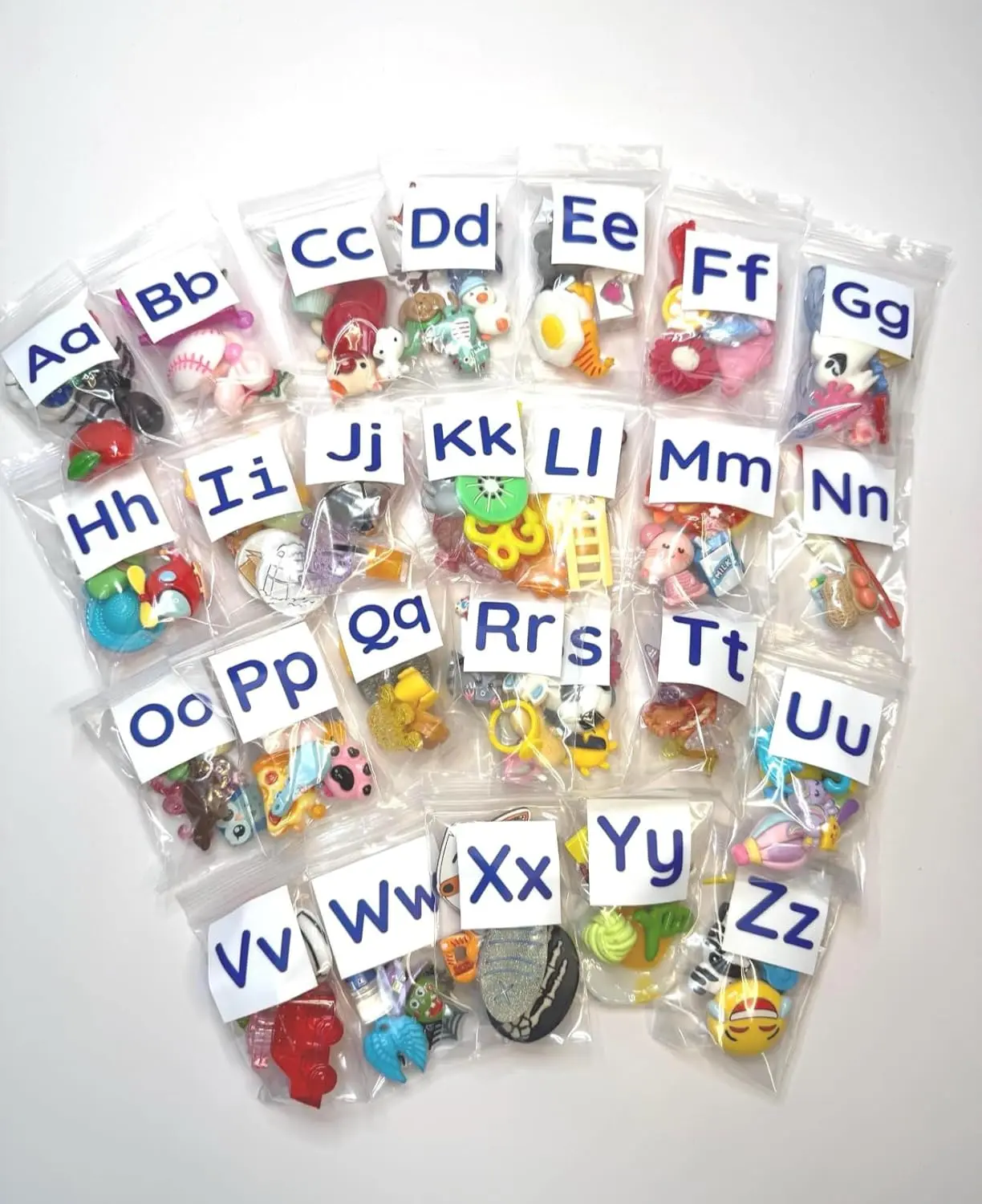 Say & Play Alphabet Objects Set, 130+ Beginning Sound Trinkets for Phonics and Speech Therapy, 5 per Letter A-Z, Montessori Learning Materials