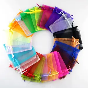 100PCS Sheer Organza Bags With Drawstring for Wedding Favor, Party, Favor Jewelry, Candy, Christmas, Festival, Soaps, Makeup,Wrapping Supplies, 6 x 4 Inch Small Mesh  Gift Bags