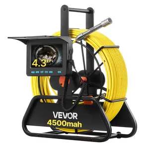 VEVOR  Sewer Camera, 66 ft/20m, 4.3" Drain Inspection Camera, IP68 Waterproof Snake Plumbing Camera with Lights - 6 Adjustable LEDs, 4500mAh Battery & 16GB Card for Sewer Line Duct Pipes, Bright, Outdoor