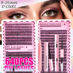 Natural False Lash Clusters, Mixed Length, Fine Soft Design, Ideal for DIY False Lashes, Enhance Your Eye Appeal, Non-Toxic, D Curl