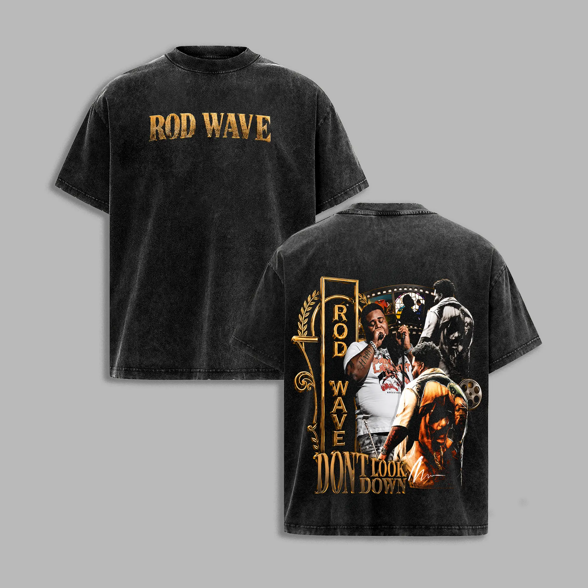 Rod Wave Don't Look Down Tour Vintage Washed T-Shirt, Double Sided Rap Graphic Tee, Hip Hop Concert Shirt, Streetwear Oversized Unisex Tee, Music Fan Gift, RodWave, DontLookDown, RodWaveTour, HipHop, RapMusic, HipHopCulture, RetroTee
