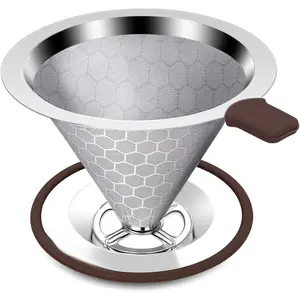 Pour Over Coffee Dripper, Stainless Steel Coffee Filter, Paperless  Coffee Filter, Metal 600 Mesh Strainer Coffee Maker Single Cup Brewer 1-2 Cup