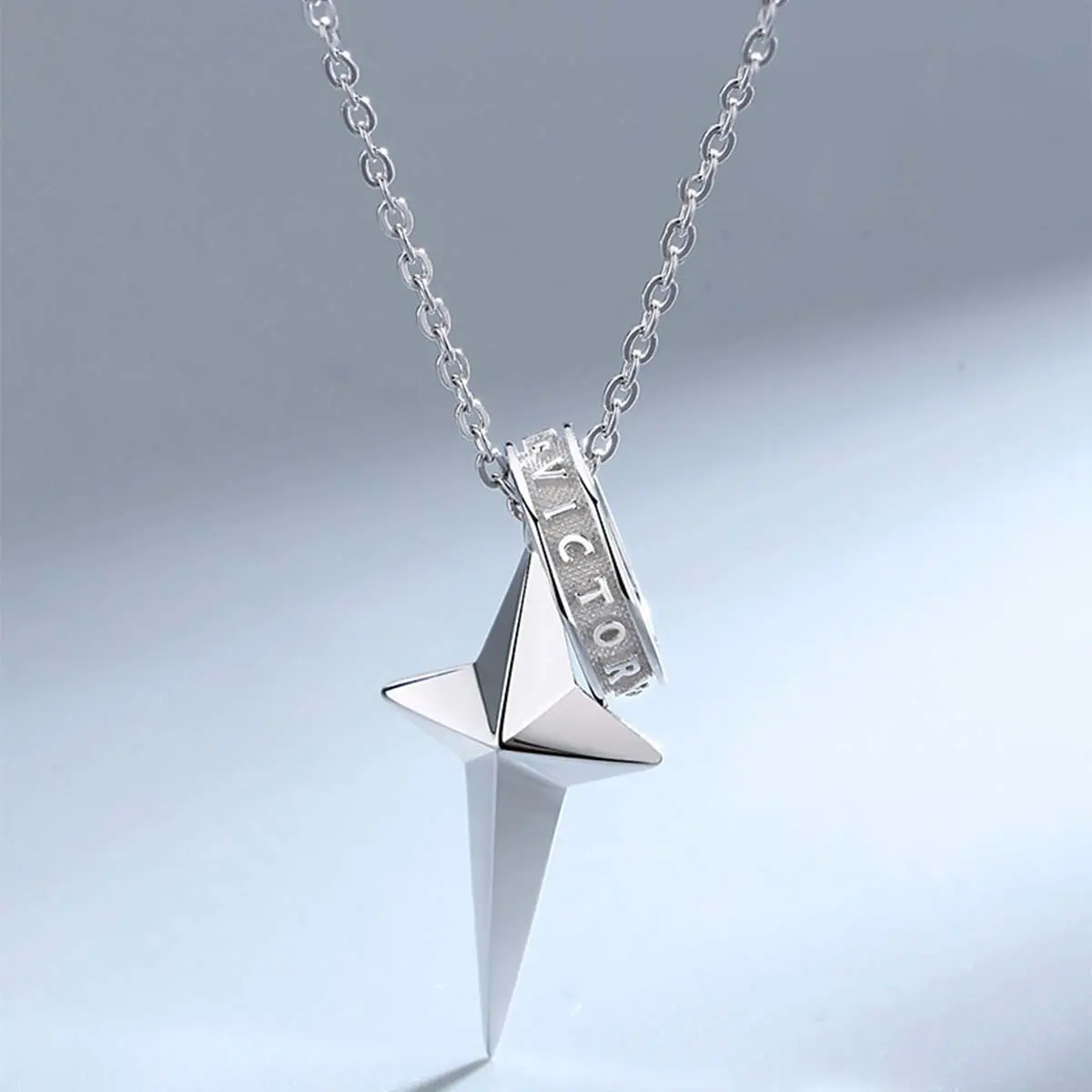 Cross star necklace personality trendy cool hip-hop style jewelry fashionable simple cross necklace for men and women