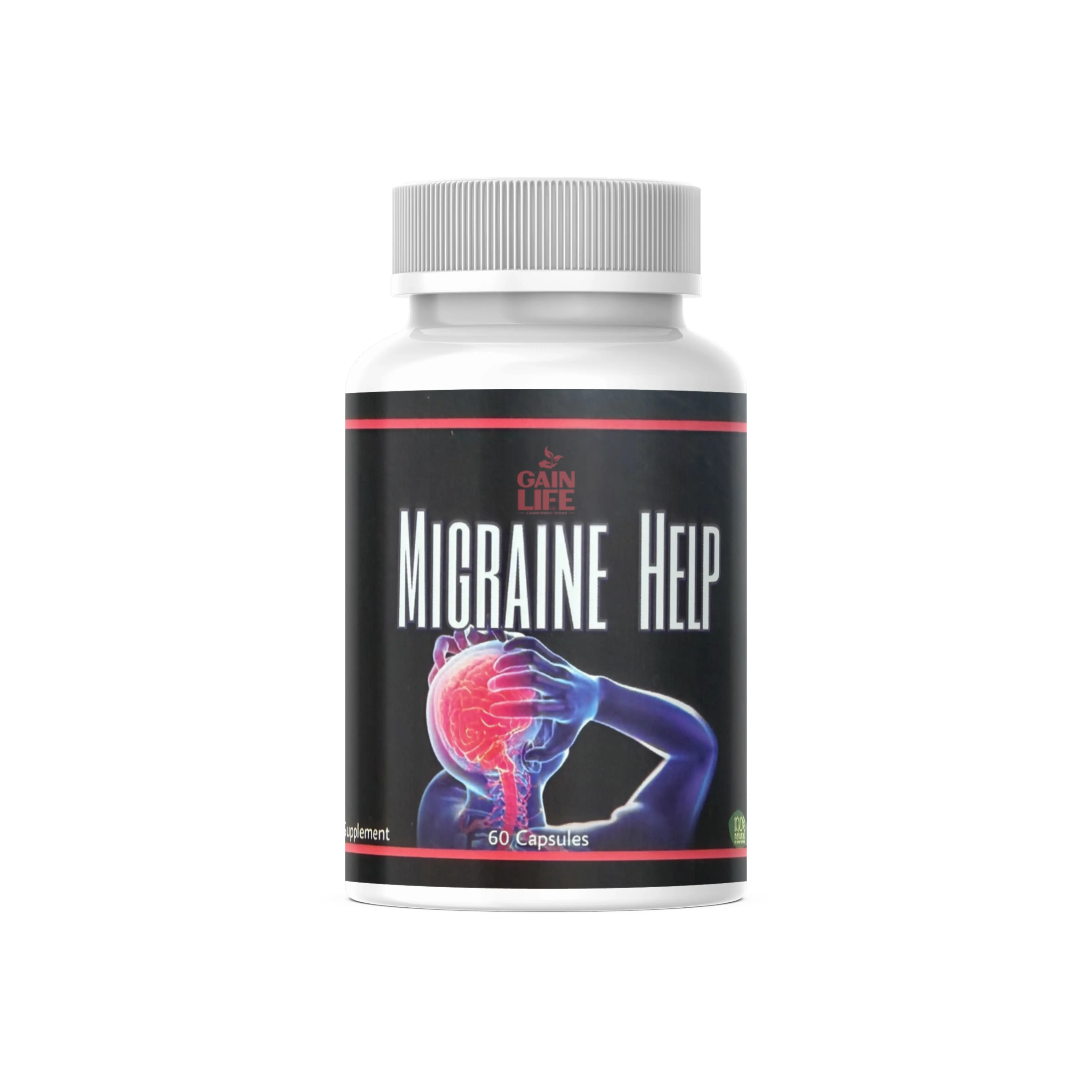 Gain Life Migraine Help Vitamin Dietary Supplement 60 Capsules