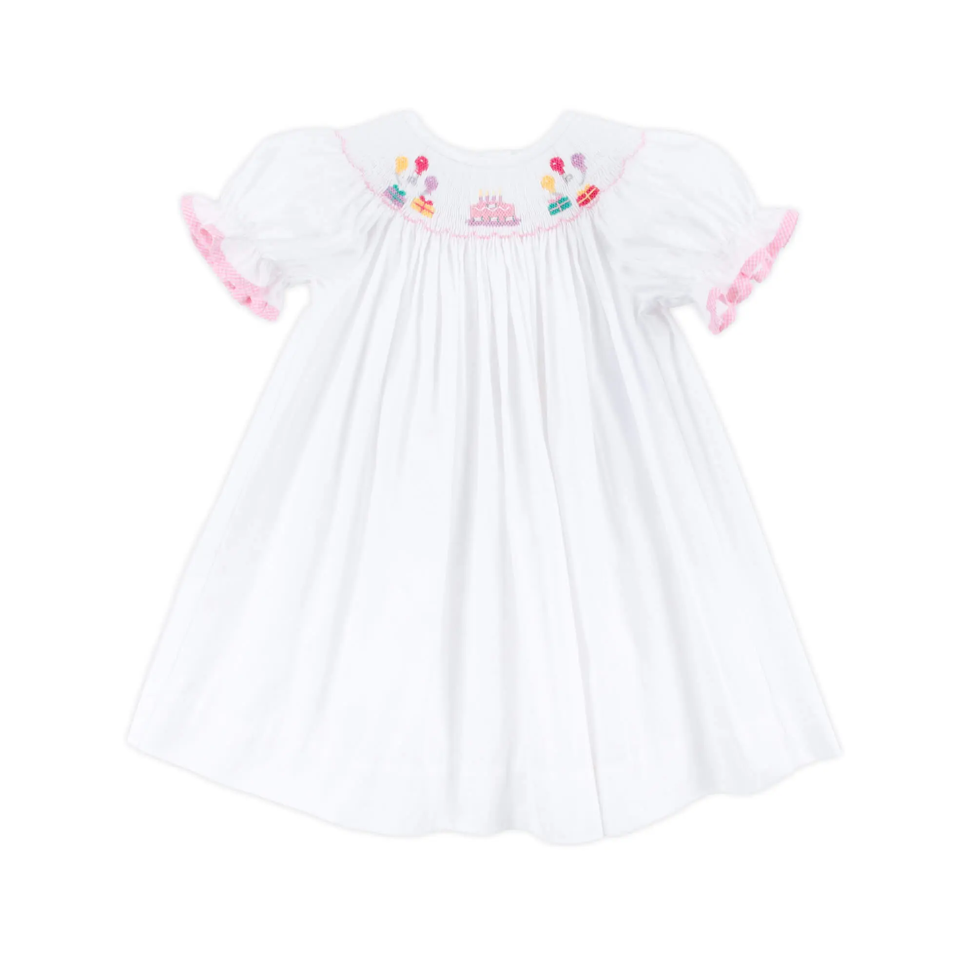 Birthday Celebration Smocked White Dress - Girls Hand-Smocked Bday Outfit
