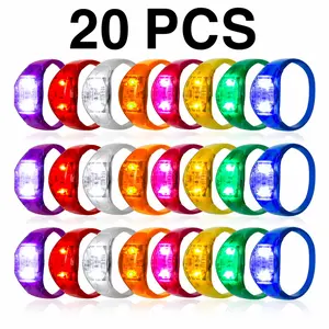 20 Pack Music Sensing LED Glow Bracelets, Sound Activated Illuminated Durable Silicone Wristbands, Perfect Holiday Gifts for Concerts, Night Carnivals, Christmas & Birthday Night Parties
