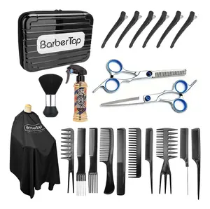 BarberTop 22-Piece Styling Hairdressing Tool Set Comb Apron Scissors Storage Bag Hairdresser Accessories for All Hair Types