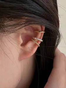 3Pcs Non-Piercing Ear Cuff Set - Minimalist Stud Earrings, Clip-On Ear Cuffs for Women, Hypoallergenic Fake Earrings, Personalized Ear Jewelry, Party，friends Gift Idea, Simple Earrings, Earcuff