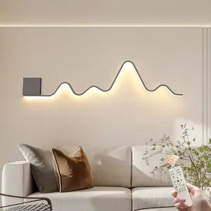 Modern Wall Mounted Sconce, Dimmable LED Wall Lights 43.3"/109cm Wall Lamp Creative Wavy Long Linear Wall Lighting Fixture With Remote For Bedroom Living Room Hallway Staircase Entryway