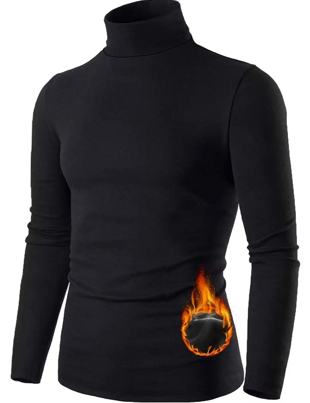 Men's Thermal Fleece Lined Turtleneck Long SleeveAthletic Base Layer Cold Weather Gear Workout Top FabricStretch Undershirt Sports
