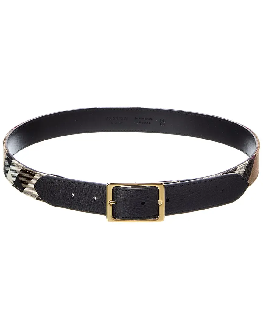 Burberry House Check Canvas & Leather Belt
