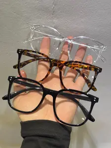 Unisex Simple Style Plain Color Eyeglasses, Stylish Square Frames, Stylish Protective Glasses, Trendy Casual Anti Blue-ray Brown Eyeglasses for Everyday Use, Fashion Accessories for Outdoor Activities