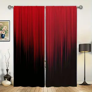 2 Piece Patchwork Print Curtains, Fashionable Rod Pocket Window Drapes for Bedroom and Living Room, Easy Installation
