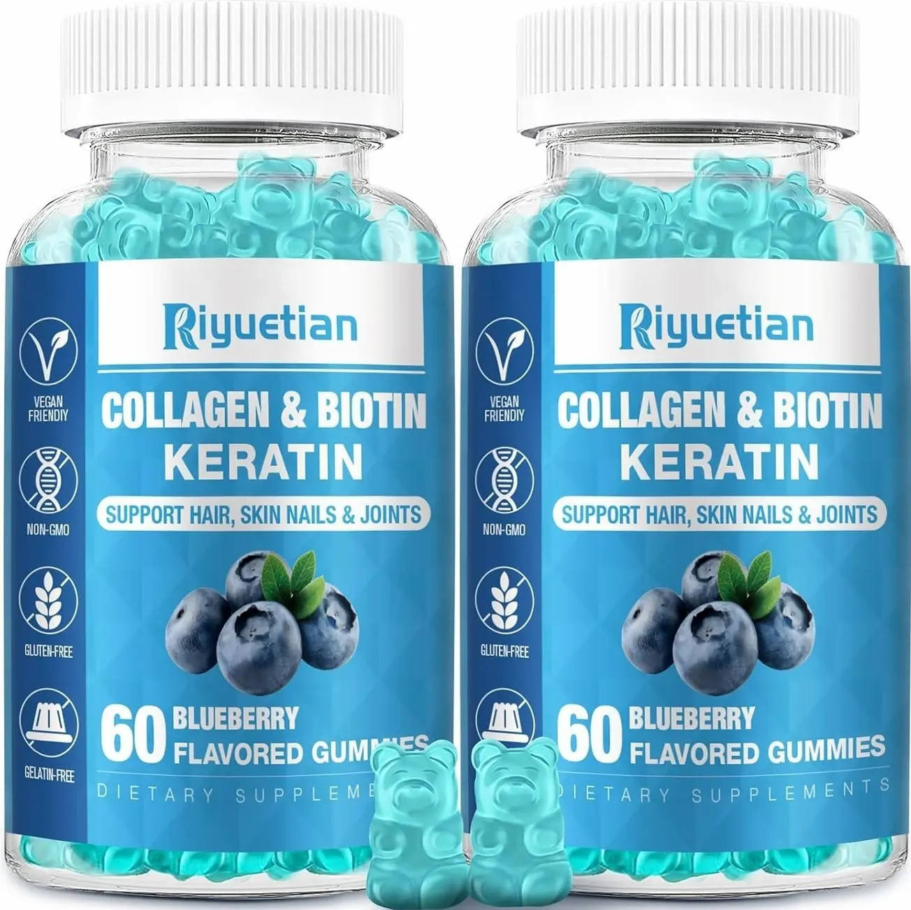 Biotin Gummies 15000mcg with Collagen for Adults Women & Men - Hair, Skin & Nails Gummies with Biotin - Collagen for Woman - Vegan, Non-GMO, Hair Vitamins - 120 Count, 2 Pack