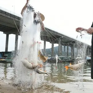 High Efficiency Floating Cast Net with Surround Weighted Sinkers for Fast Accurate Sink, Suitable for Lake River Pond Fresh and Saltwater Fishing, Easy Throw for Camping Anglers