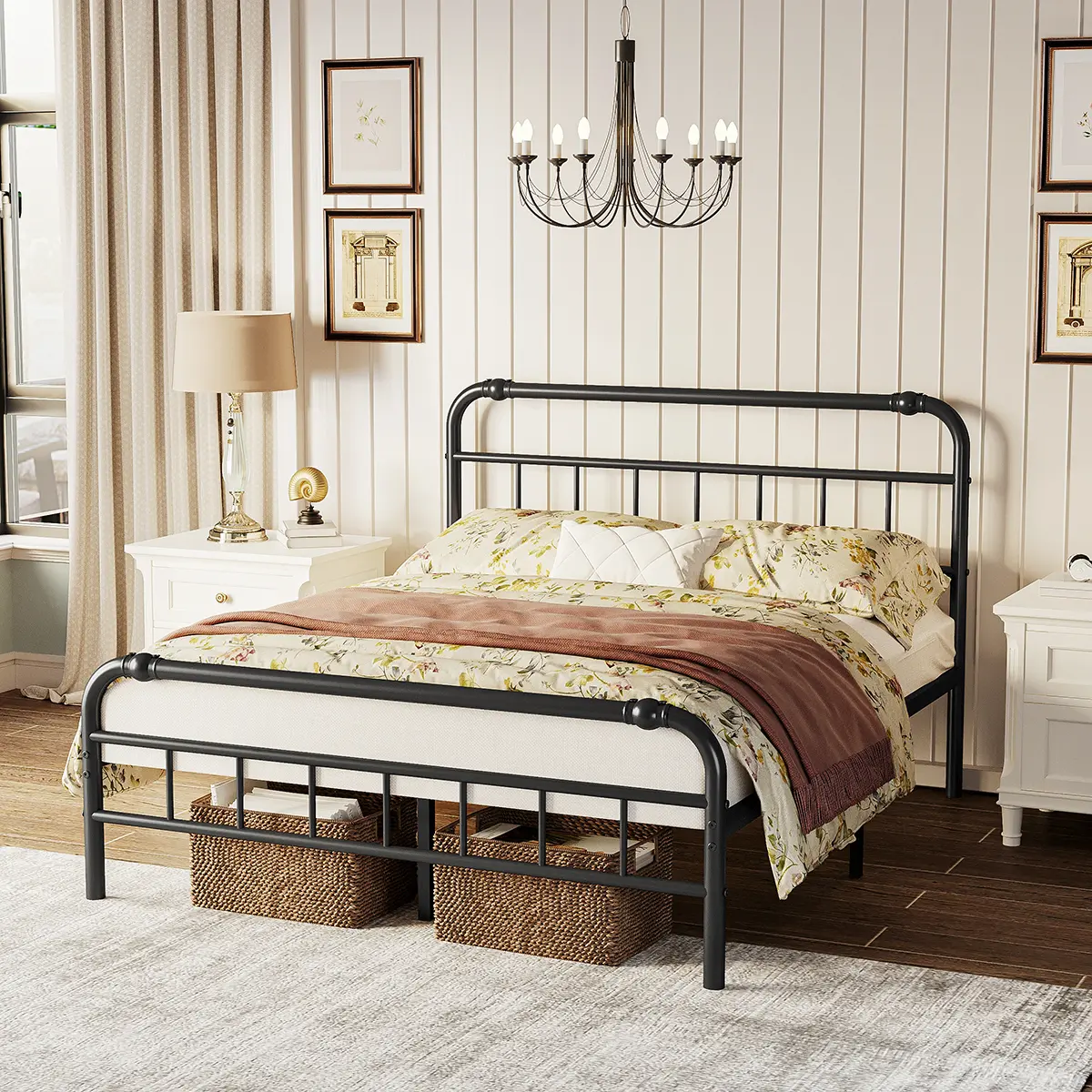 Aardhen 14-In Heavy-Duty Metal Bed Frame with Headboard & Footboard - Furniture, 3500LBS Support, Noise-Free, No Box Spring Needed, Durable Steel Design, Modern Style, Comfortable Elevated Hotel-Like Indoor Bed Frame