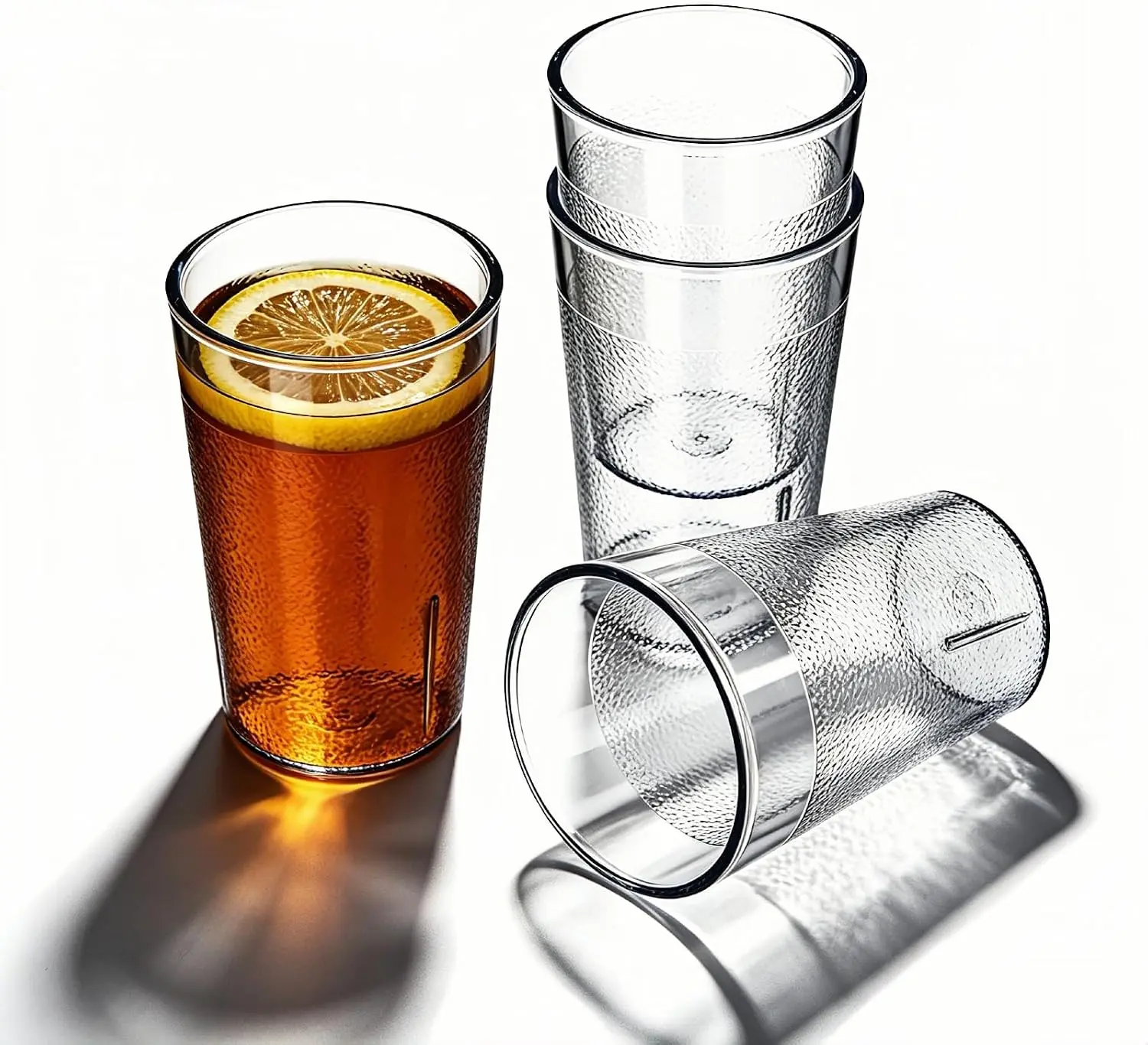 Stackable Plastic Cups, Shatterproof Drinking Glasses Set of 4, BPA Free Dishwasher Safe, Unbreakable Clear Acrylic Tumblers, Commercial Grade Restaurant Cups for Home Kitchen Party Bar 5 oz
