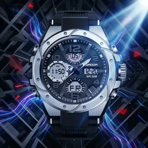 Men's Military Tactical Watch, 50M Waterproof Dual Display Analog Digital Sports Watch with Rugged Durable Silicone Strap, Multifunction Alarm, Calendar, Chronograph, Backlight, Perfect for Survival and Tactical Gear