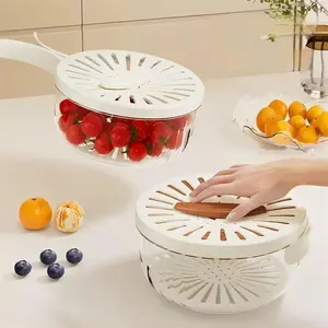 Foldable Fruit & Vegetable Washing Basket, 1 Count Multifunctional Fruit & Vegetable Draining Basket with Handle, Kitchen Utensils & Gadgets