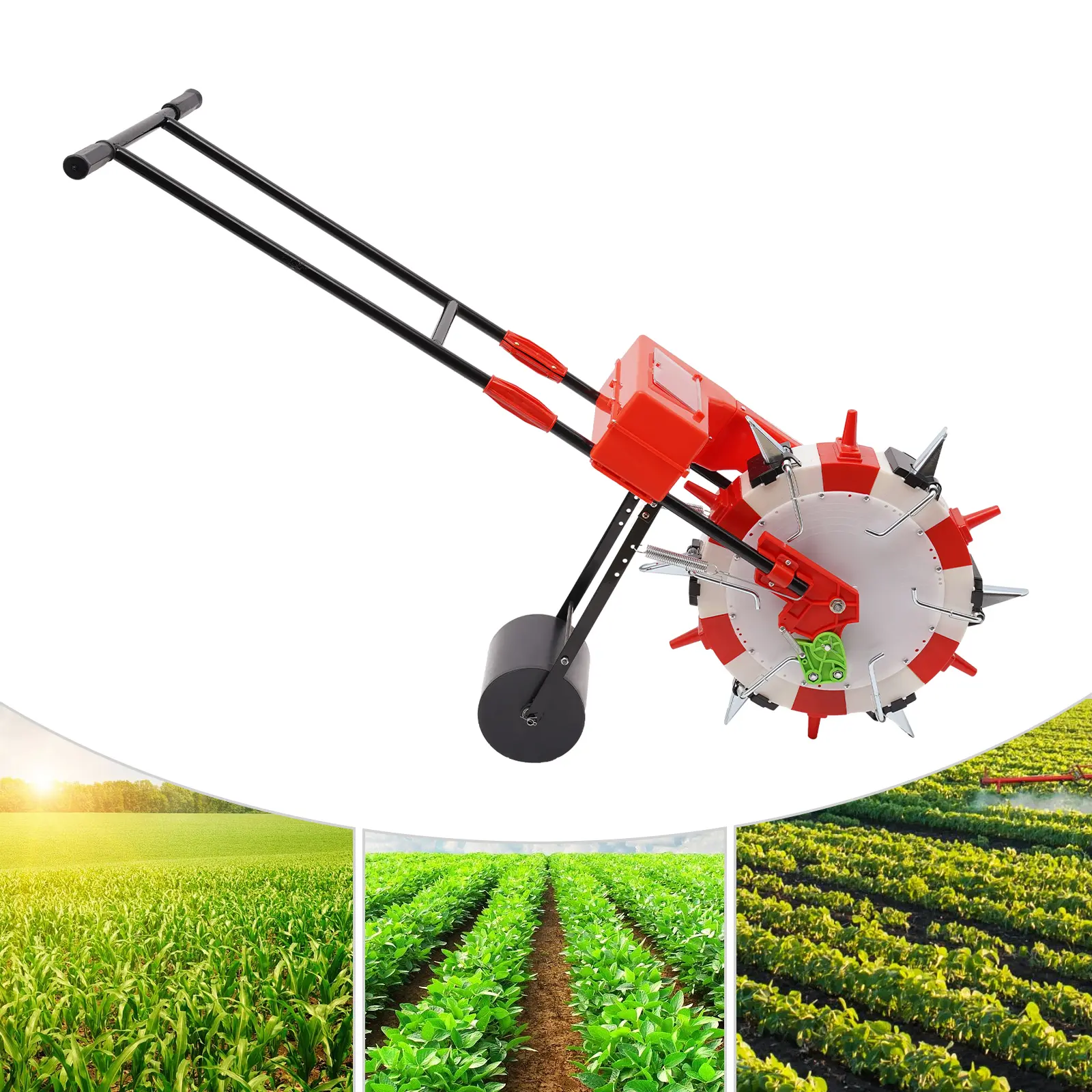 Hand Push Seeder for Corn, Peanuts, Soybeans, Cotton, Mung Beans - 6-Row High-Efficiency Precision Sower for Greenhouses, Hills, Dry Land