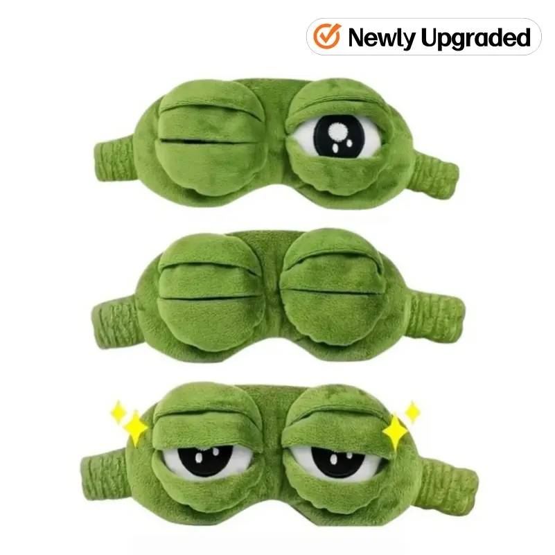3D Frog Eye Mask - Soft Plush Cotton Cartoon Sleeping Mask, Hypoallergenic Light Blocker with 3D Contour, Sliding Toggle Adjustable Strap, Portable for Travel Naps, Party Gift for Friends