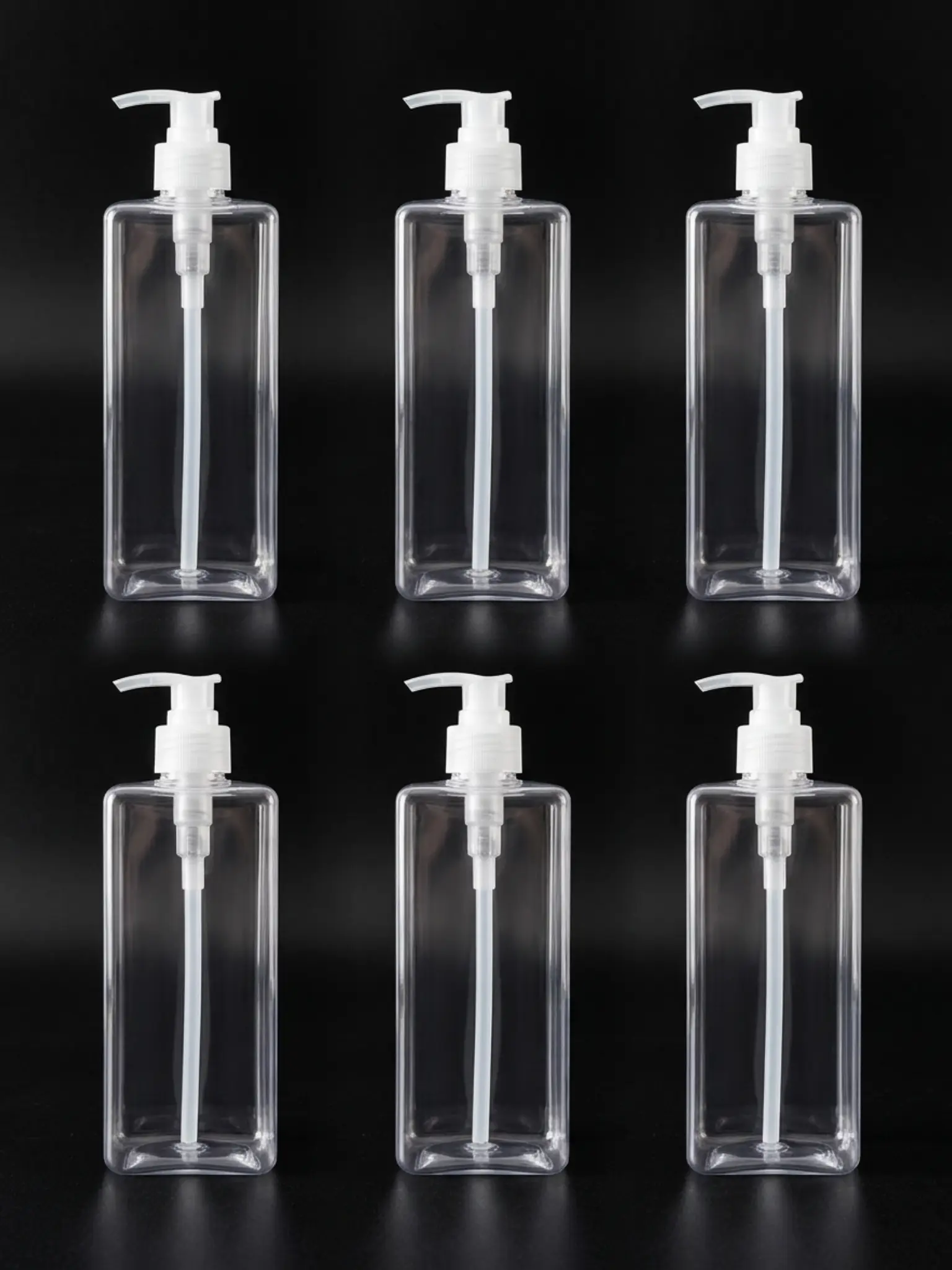 6-Pk 16 oz Crystal Clear Plastic Rectangular Pump Containers for Lotion, Soap - Natural Color Pump - Calling All Makers -  Great for Kitchen or Bath Product Containers