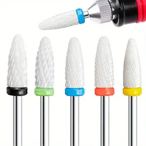 1/2/4/5PCS Corn Ceramic Nail Drill Bits Milling Cutter for Removing Nail Gel Polish Manicure Machine Nail Art Tools Accessories，Acrylic Gel, Pedicure Removing，Nails Polishing Tools Basic Nail Tools