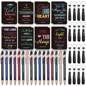 48 Pcs Inspirational Gifts Set 3 x 5 Inch Bible Jesus Notepads Ballpoint Pens Keychains Bulk Mini Farmhouse Journal Notebooks for School