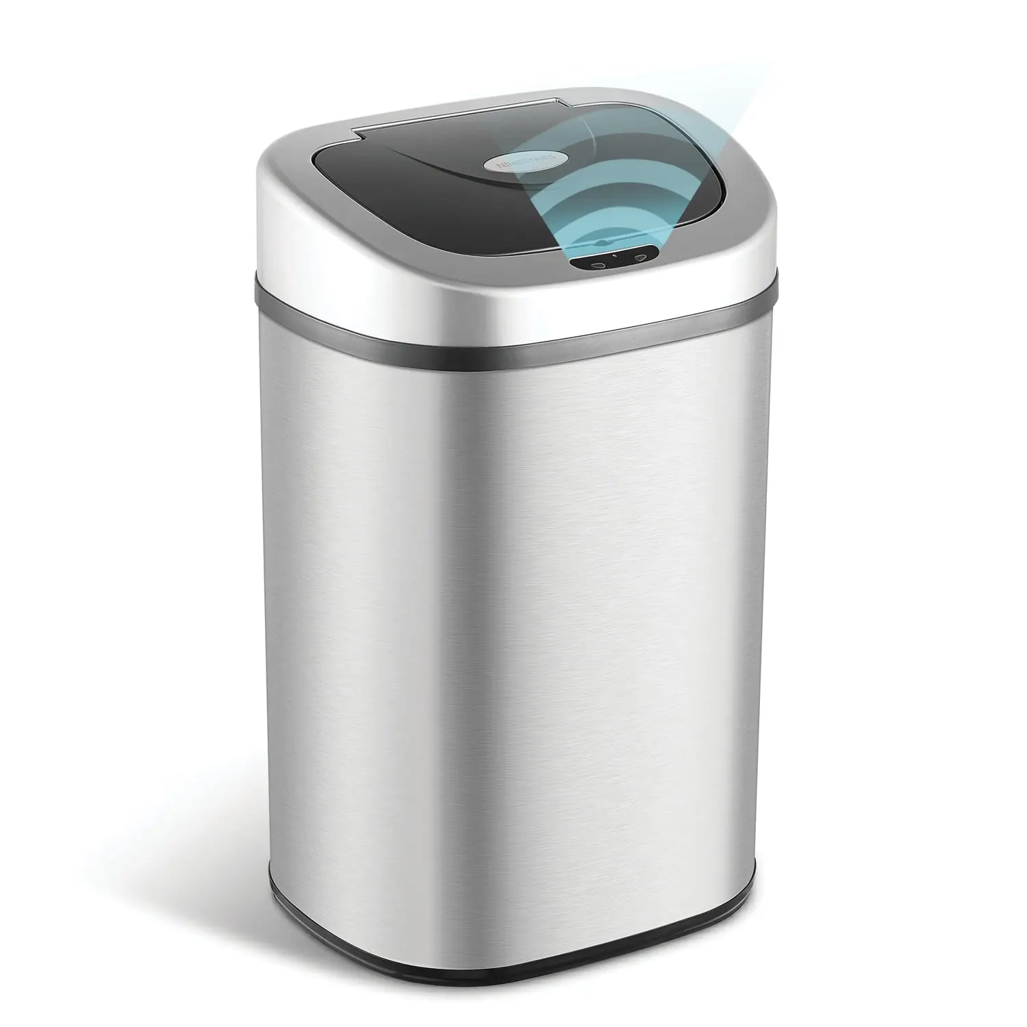 Nine Stars Automatic Trash Can, 21.1 Gallon Stainless Steel, Motion Sensor Hands Free Soft Close Lid Garbage Bin, Silver