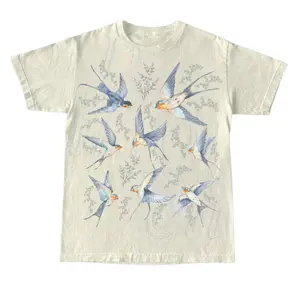 Vintage 90s Tattoo Birds Tshirt, Retro Bird Lovers Cute Shirt, Bird Nature Camping Shirt, Birds Flying Unisex Y2k Relaxed Adult Graphic Top