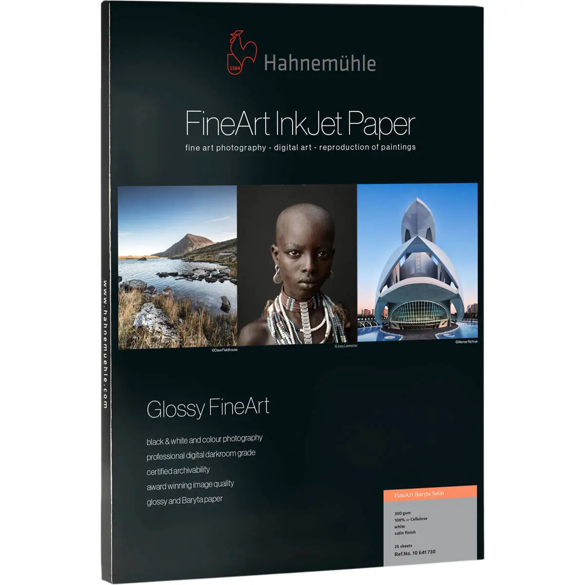 Hahnemuhle 300gsm FineArt Baryta Satin Photo Paper, 11x17", 0.37mm Thickness, 25 Sheets
