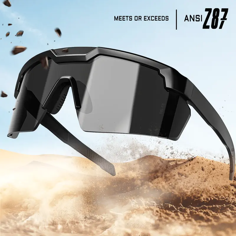 MAXJULI Trendy Semi-Rimless Sports Outdoor Sunglasses - WISTON XL Z87 Standard, Unisex Fit, PC TR90 Frame, Lightweight Durable UV400 Lens, Wide Heads, Male Athleisure Style Eye & Face Protection Sunglasses 8226