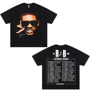 Graphic Usher The R&B Tour 2026 Cotton T Shirt - Unisex Oversized Streetwear Concert Music Merch - Gift For Fans