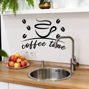 A new simple coffee wall sticker for bedroom, living room, and bathroom background walls. Wall sticker for home decoration and beautification, MS2064